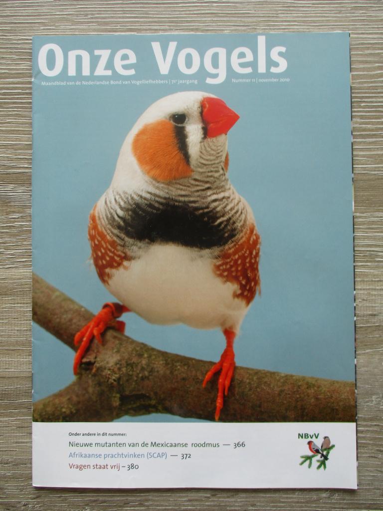 Onze vogels 71e jaargang nr. 11 november 2010, Boeken, Ophalen of Verzenden, Gelezen, Vogels