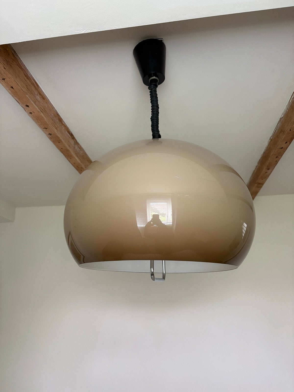 Vintage Dijkstra mushroom hanglamp / mid-century, Ophalen, Kunststof, Gebruikt, 50 tot 75 cm