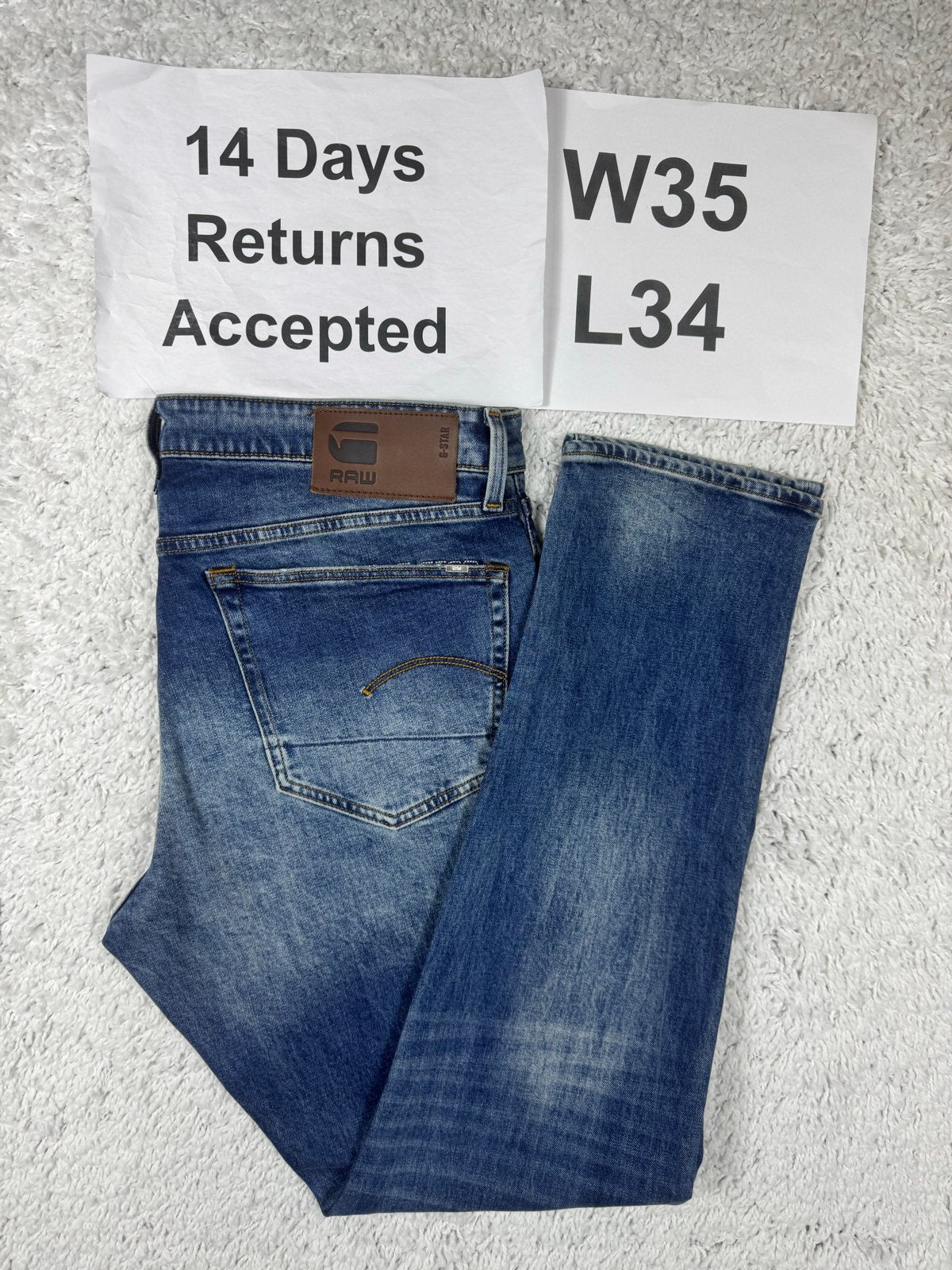 G-Star RAW 3301 Straight Tapered Stretch Jeans W35 L34 3549, Blauw, Overige jeansmaten, Ophalen of Verzenden, H