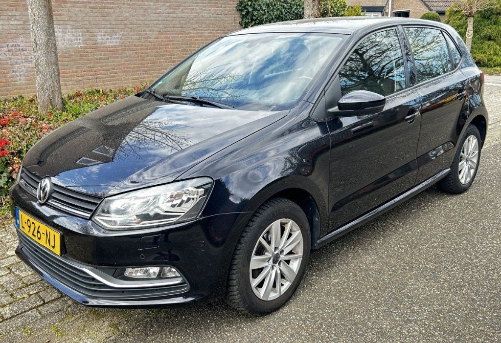 2014 VW Polo 1.0 TSI Zwart Comfortline met veel opties, Electronic Stability Program (ESP), Stof, Zwart, Handgeschakeld