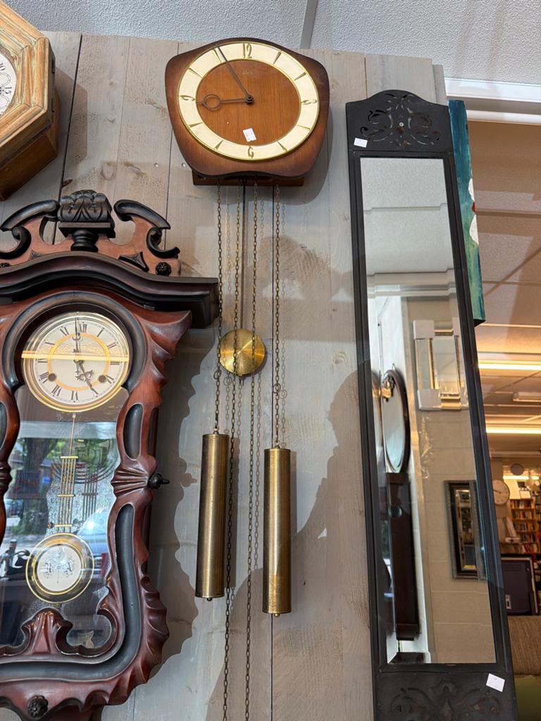 Vintage Wandklok met Gewichten - Houten Design, Antiek en Kunst, Antiek | Klokken, Ophalen