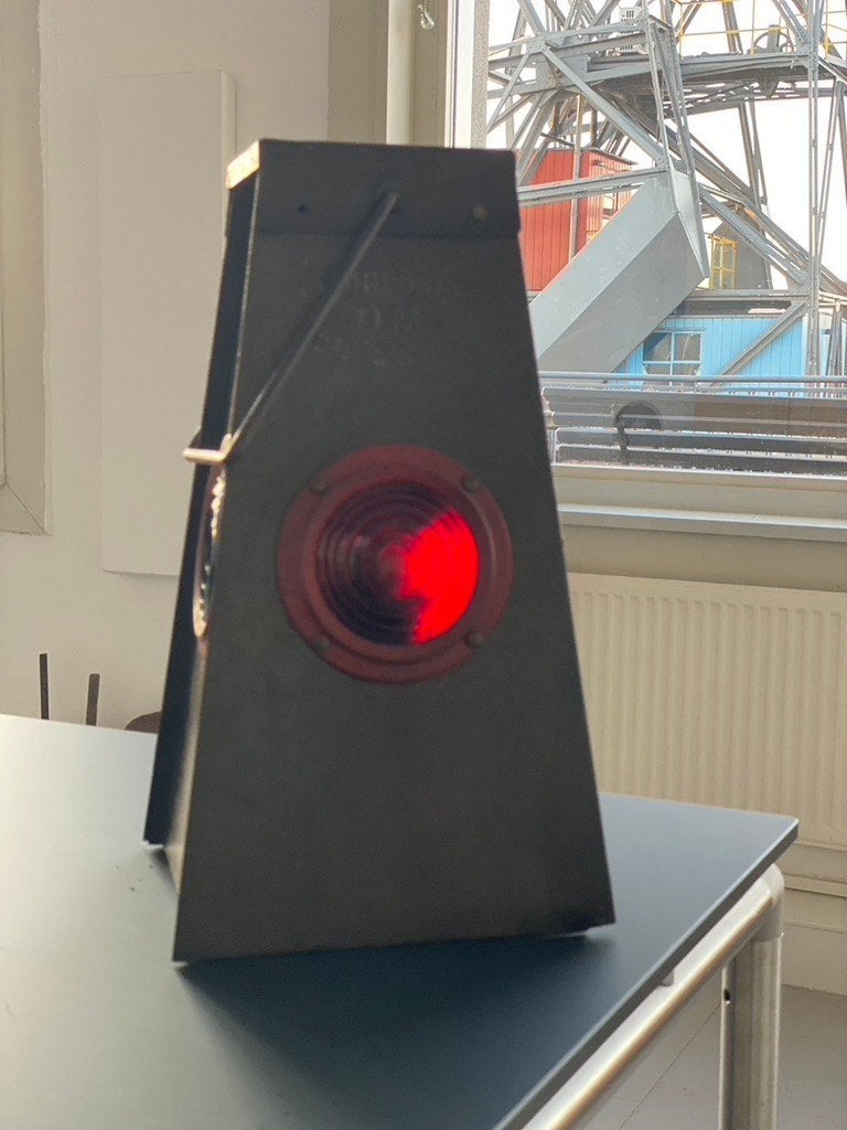 antieke lantaan, lamp, weglamp, bouwlamp, Antiek en Kunst, Ophalen of Verzenden