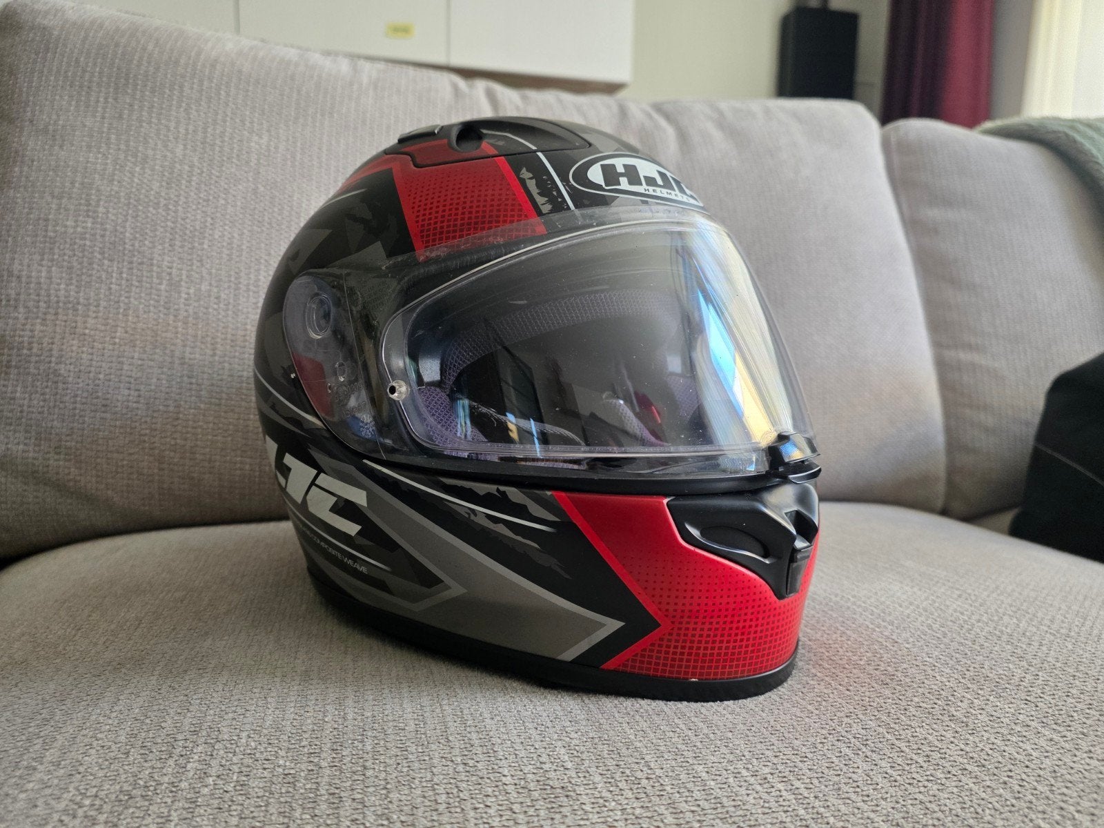 HJC Integraalhelm FG-ST - Maat XS - Zwart/Rood/Grijs, XS, Dames, HJC, Ophalen of Verzenden