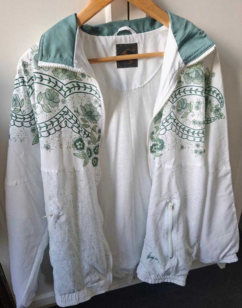 Vintage Fong Leng Oversized Trainingsjack/80-90s, Kleding | Dames, Truien en Vesten, Gedragen, Maat 38/40 (M), Wit, Ophalen of Verzenden