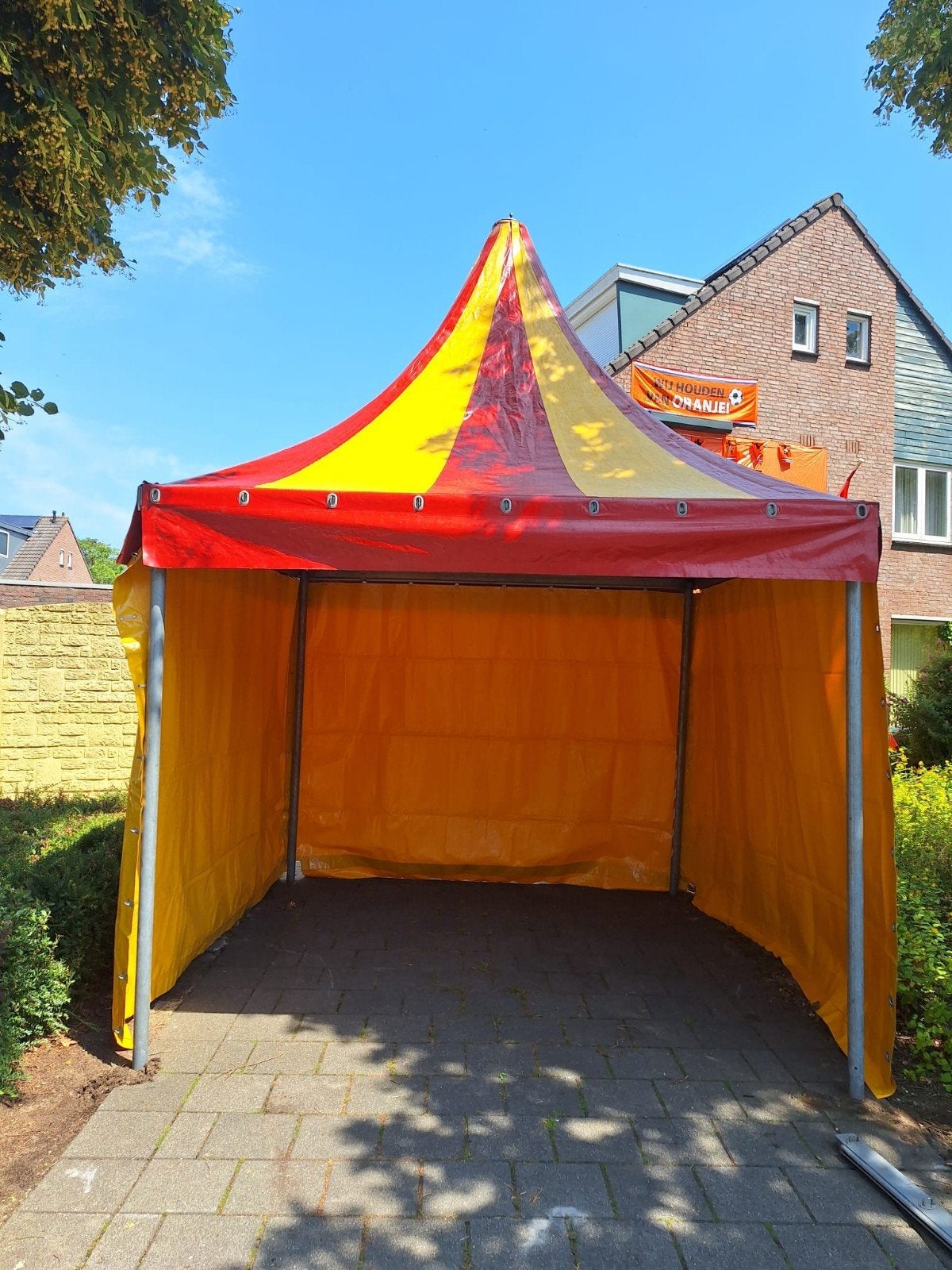 Vrolijk Pagonatent 3x3m te huur voor kinderfeestjes, Ophalen of Verzenden, Overige