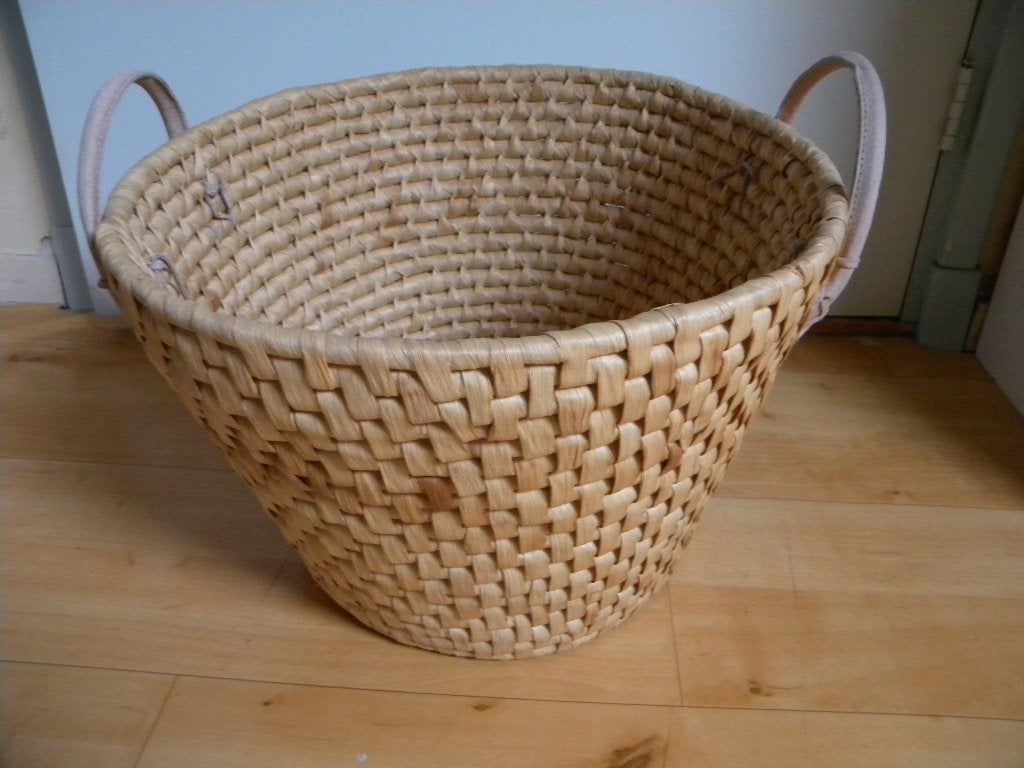 MAND RIET, RIETEN MAND, OPBERGMAND RIET, Gebruikt, Mand, Rond, Ophalen of Verzenden