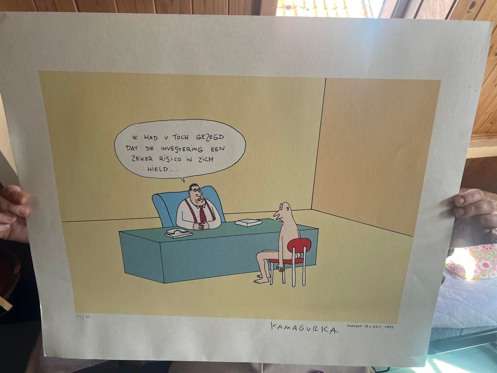 Kamagurka zeefdruk uit 1995, Verzamelen, Posters, Gebruikt, Overige onderwerpen, A1 t/m A3, Rechthoekig Liggend, Ophalen of Verzenden