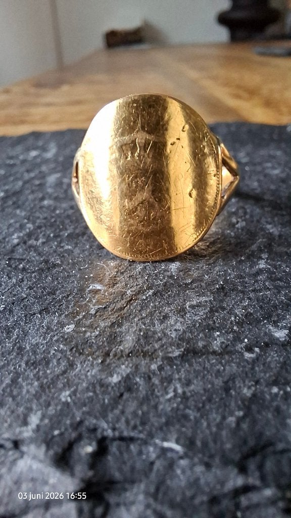 Zeer Unieke Ring (Gouden Vijfje Omstreeks 1900), Gebruikt, 19 tot 20, Ophalen of Verzenden, Dame of Heer