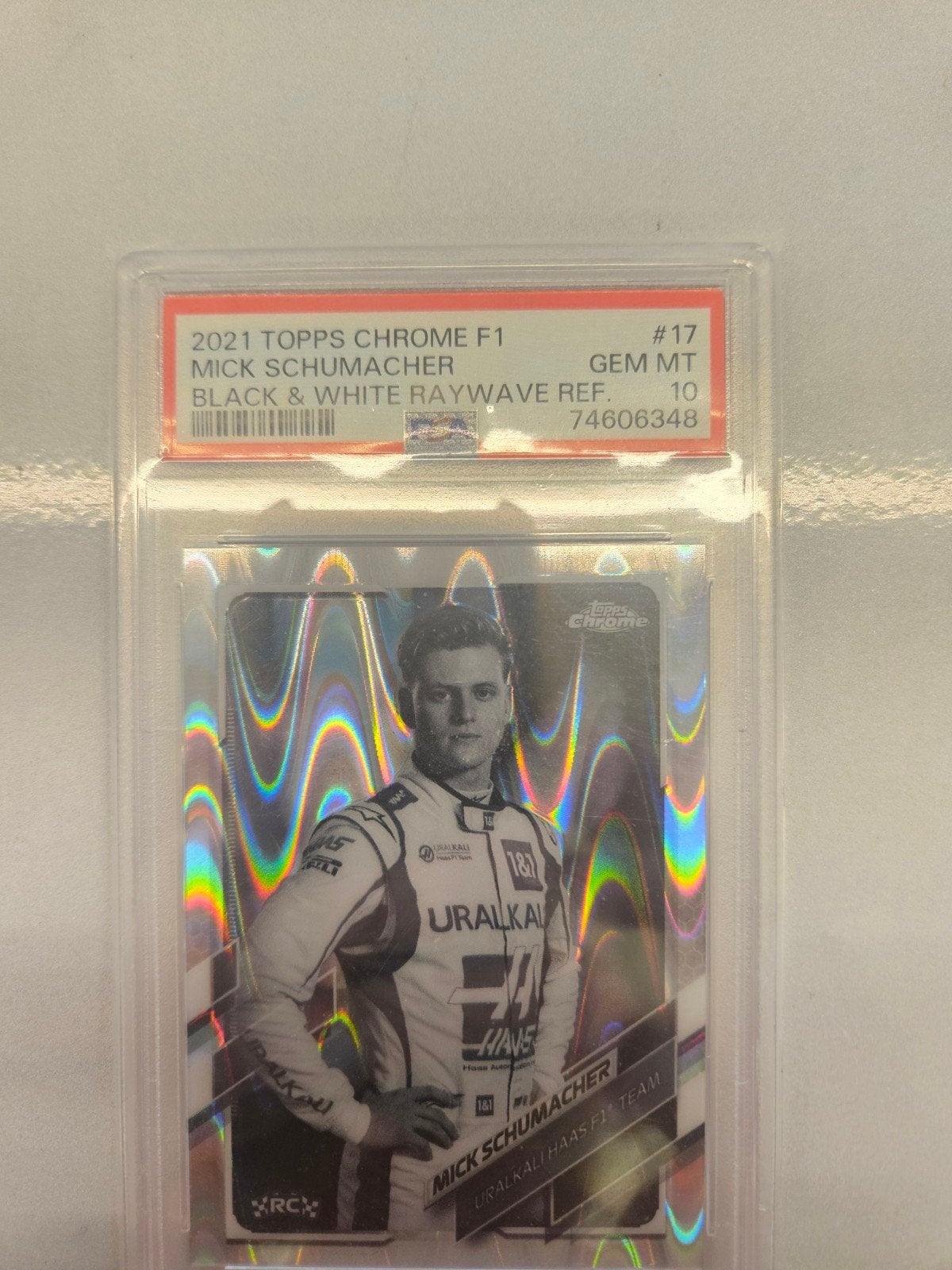 17 mick schumacher raywave 2021 topps chrome f1 psa10 rookie, Hobby en Vrije tijd, Stickers en Plaatjes, Ophalen of Verzenden