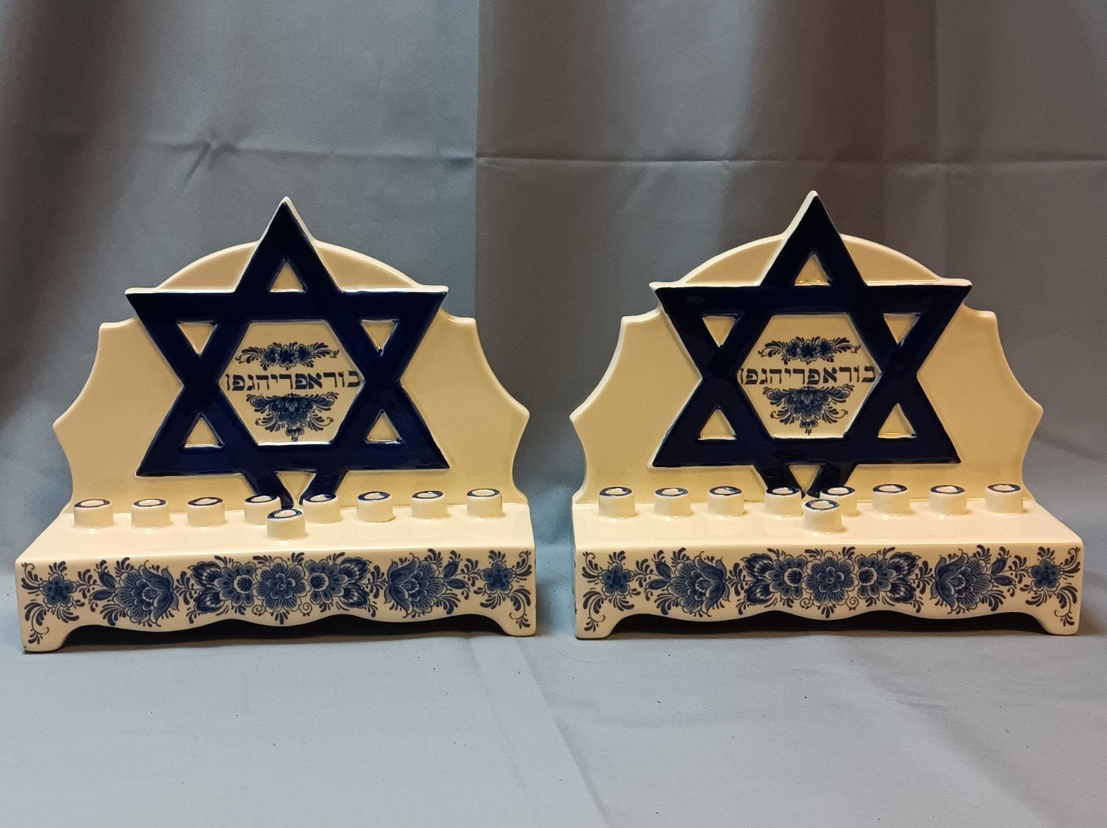 Chanoekia / Menorah Delfts Jasmijn, Ophalen of Verzenden, Keramiek of Aardewerk