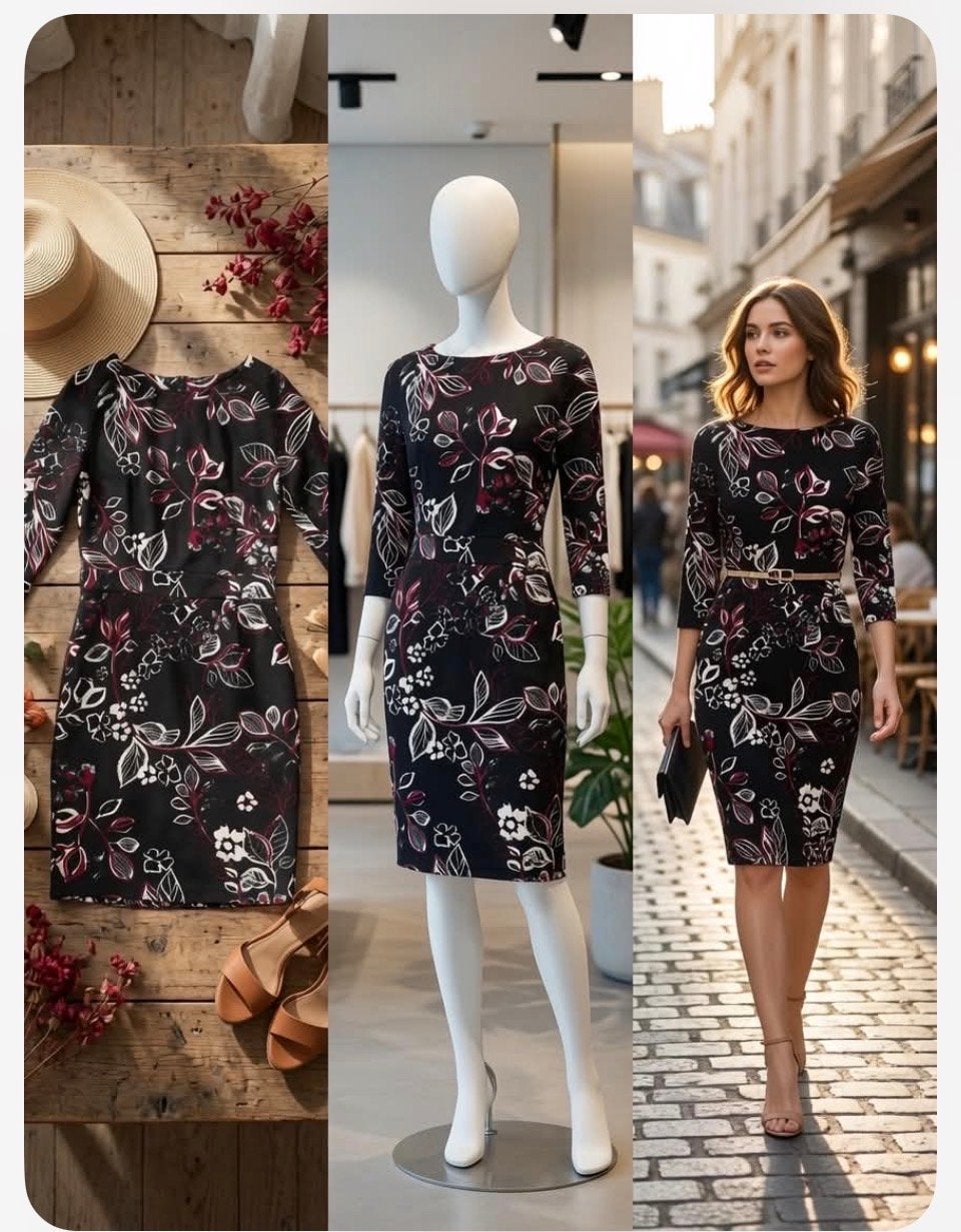 Zwarte jurk met bloemenprint - Nieuw met label, Maat 38/40 (M), Zwart, Nieuw, Ophalen of Verzenden