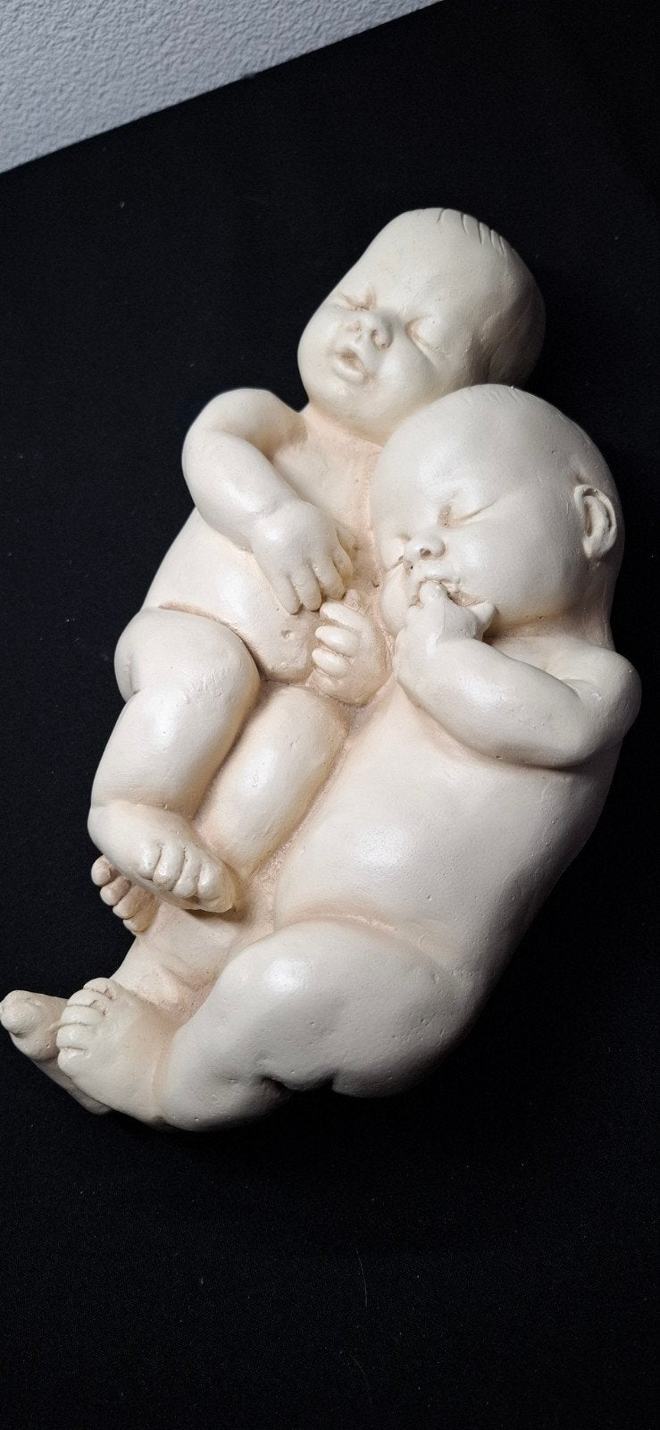 Vintage Gipsen/Polystone Beeldje Twee Baby's - Model 5262, Ophalen of Verzenden, Gebruikt