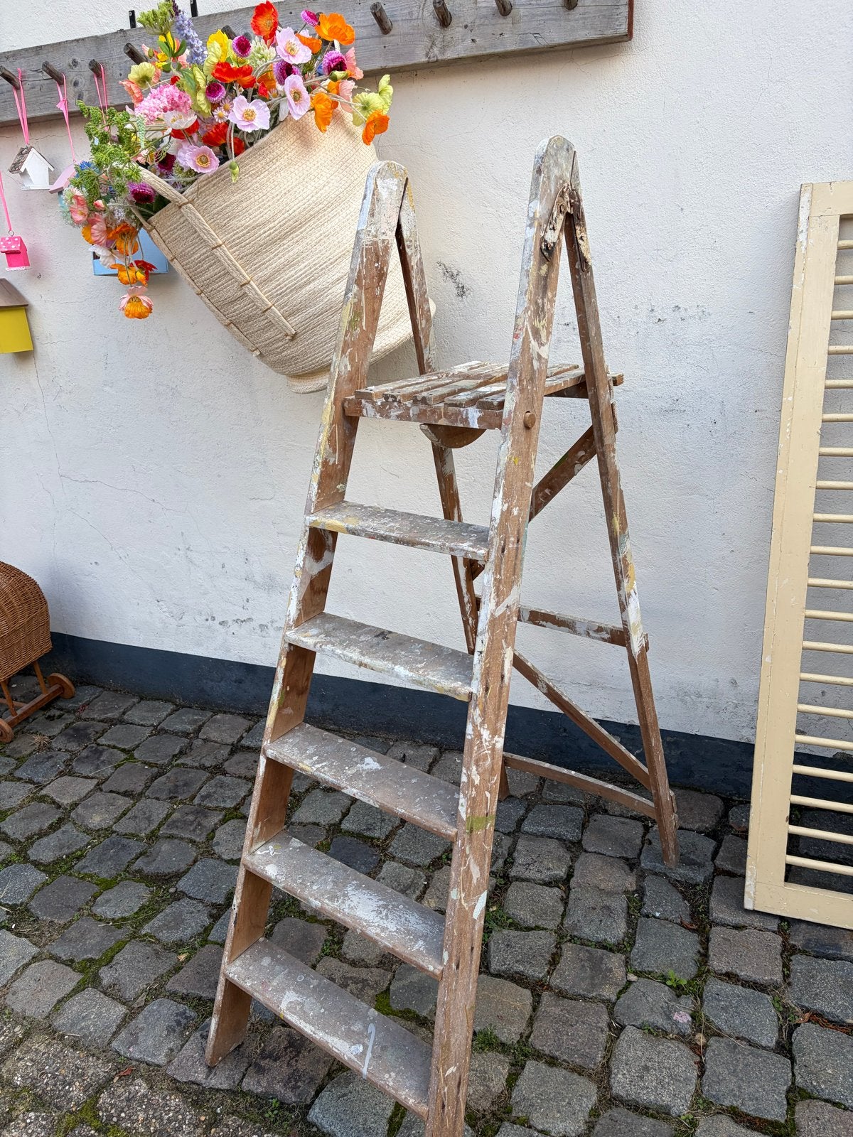 Oude houten ladder met 6 treden - Decoratief & Functioneel, Ophalen, Gebruikt, Ladder, Nvt