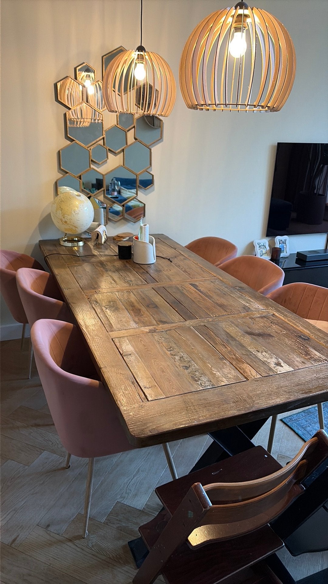 Eettafel industrieel 100x230, Huis en Inrichting, Tafels | Eettafels, Gebruikt, Eikenhout, 200 cm of meer, Vijf personen of meer