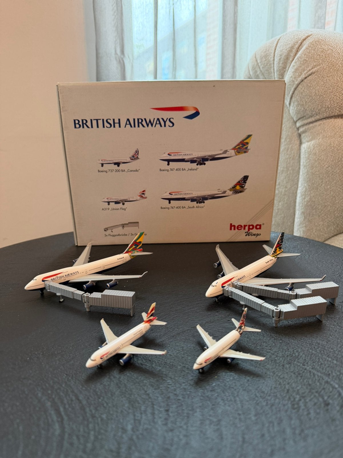 Herpa Wings British Airways 4-in-1 Set 1:500 (45 tekens), Verzamelen, Ophalen of Verzenden, Zo goed als nieuw, Schaalmodel