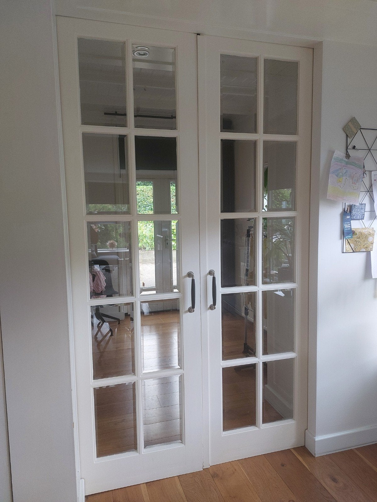 hoge ensuite deuren incl rail met facet geslepen glas, Ophalen, Gebruikt, Binnendeur, Schuifdeur