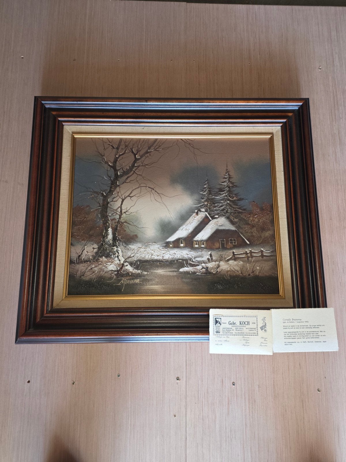Schilderij Cornelis Bruinsma: Winterlandschap met boerderij, Ophalen