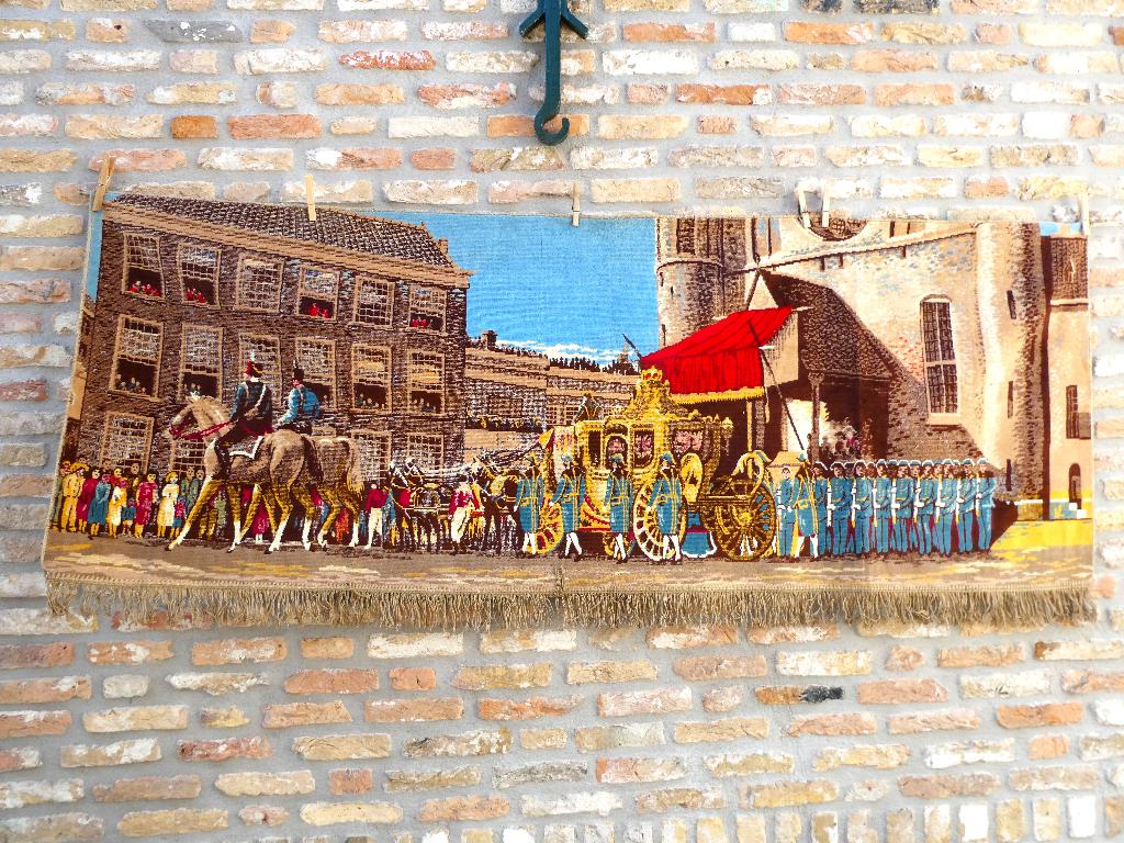 Wandkleed koets met paarden Binnenhof Den Haag Prinsjesdag, Ophalen of Verzenden