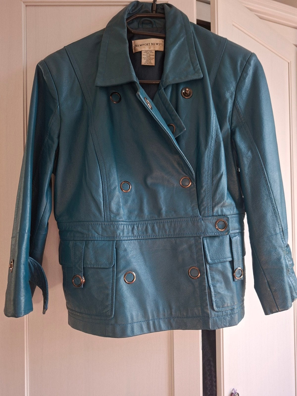 Y2k vintage genuine leather jasje Newport size 12 circa L, Ophalen of Verzenden