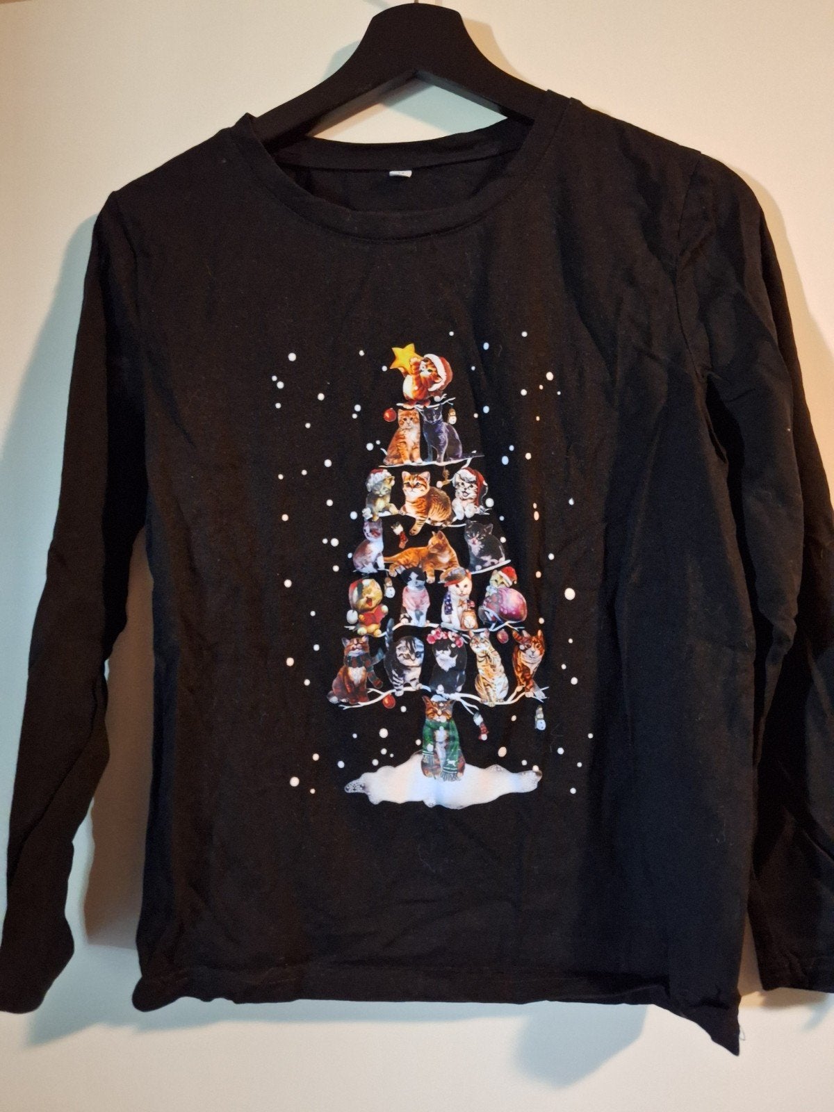 Kerstshirt met poezenprint, Ophalen of Verzenden