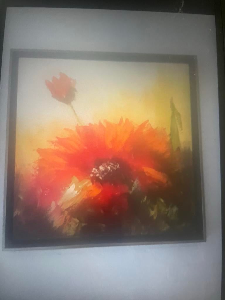 Schilderij Jochem de Graaf met oranje bloemen, Antiek en Kunst, Kunst | Schilderijen | Klassiek, Ophalen