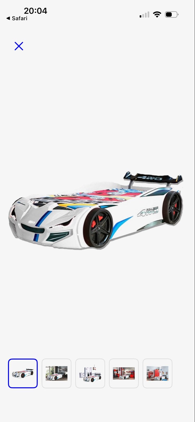 Raceauto bed met lattenbodem (excl. matras), Ophalen, Gebruikt, 100 cm of meer, Lattenbodem