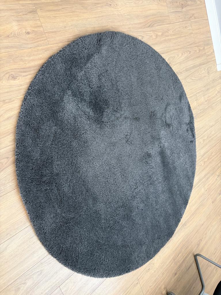 Rond wollen vloerkleed - Grijs, 150 tot 200 cm, Rond, Ophalen of Verzenden, Zo goed als nieuw