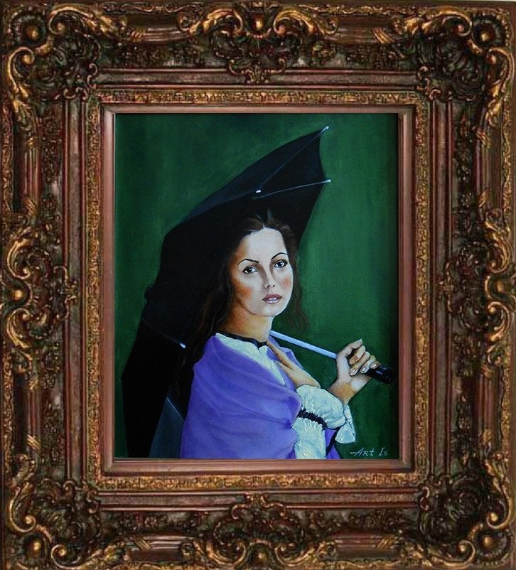 "Meisje met paraplu"  Schilderij, Portret of Personen, Realistisch, Olieverf, Origineel werk
