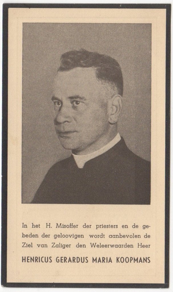 pastoor Henricus Koopmans 1906 Breda + 1944 Den Bosch, Verzenden
