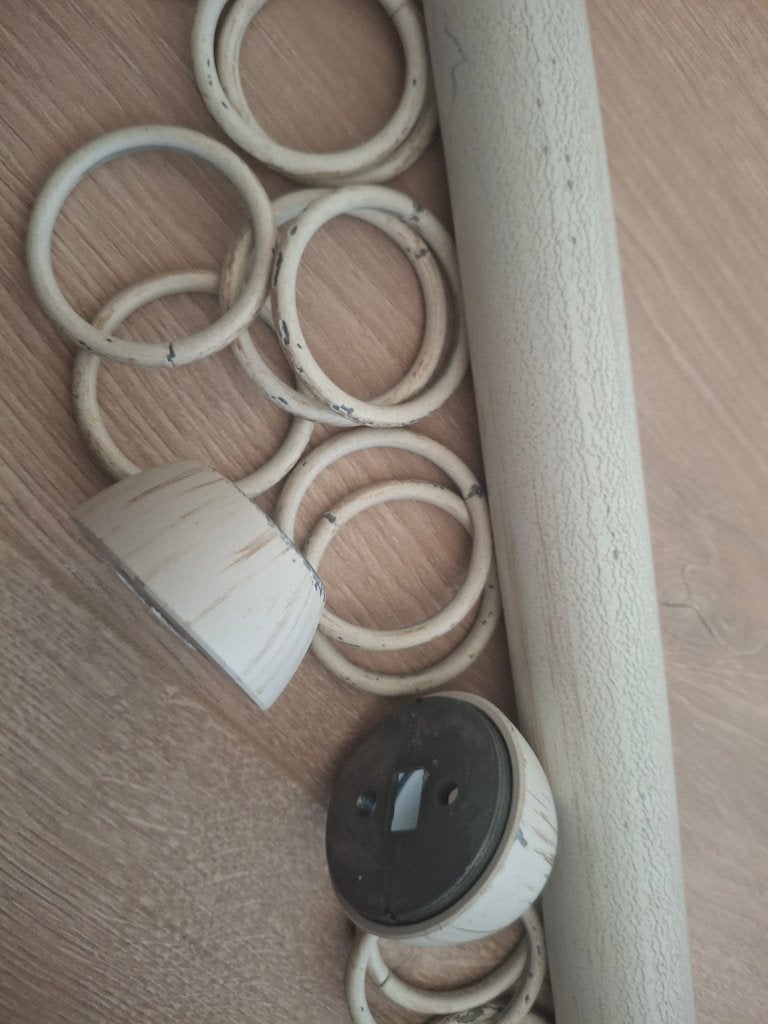 Brocante gordijn roede, Ophalen, Gebruikt, Metaal, Crème