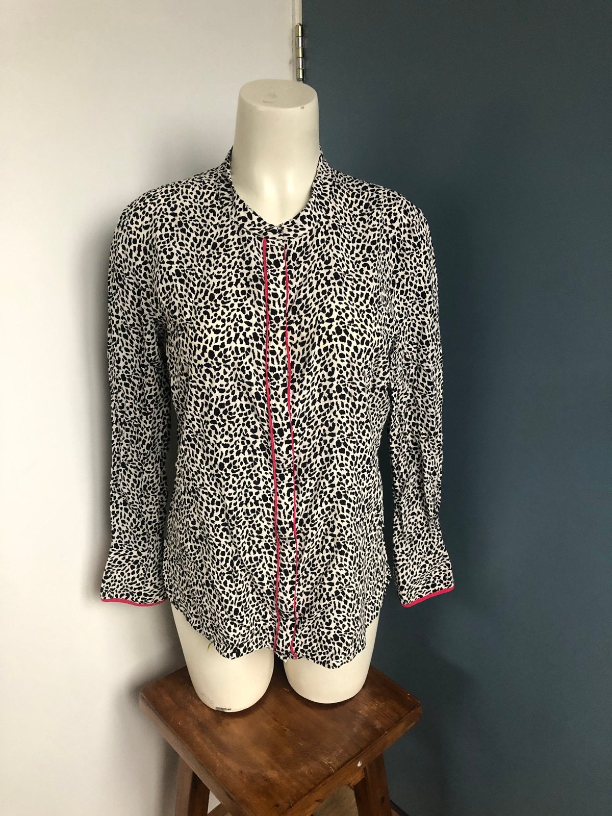Dante6 zwart wit Leopard luipaard blouse 5 vanna, Dante 6, Zwart, Maat 42/44 (L), Ophalen of Verzenden