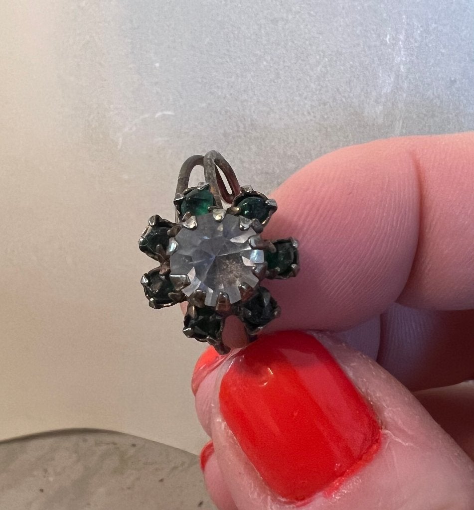 Vintage zilverkleurige strass ring costume jewelry sieraad, Sieraden, Tassen en Uiterlijk, Antieke sieraden, Ophalen of Verzenden