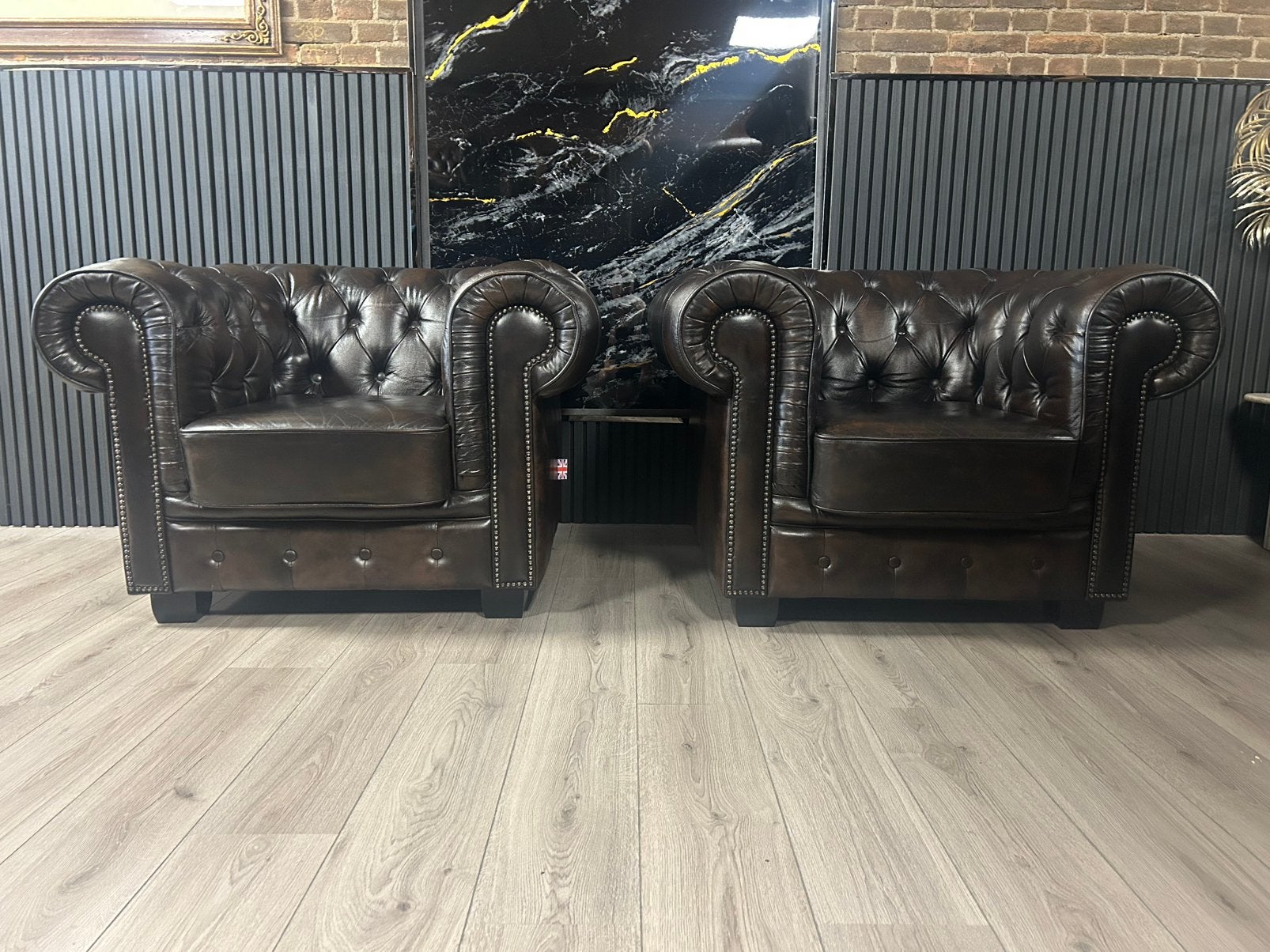 Orginele Chesterfield Birmingham Lederen Fauteuils!!, Ophalen of Verzenden, Zo goed als nieuw, 75 tot 100 cm