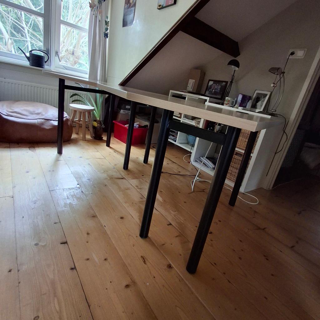 Kantoorbureau te koop, Gebruikt, Spaanplaat of MDF, Bruin, 193 cm