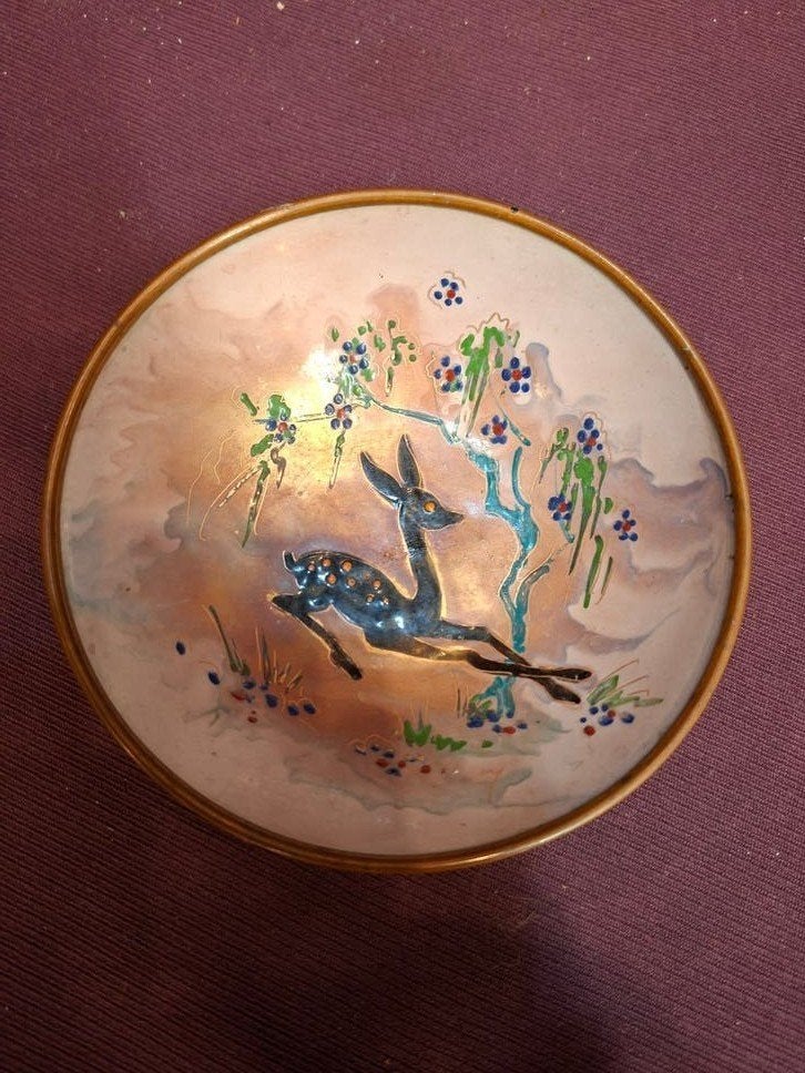 Sagitta Holland geëmailleerd schotel op koper, 11,5 cm, Antiek en Kunst, Ophalen of Verzenden