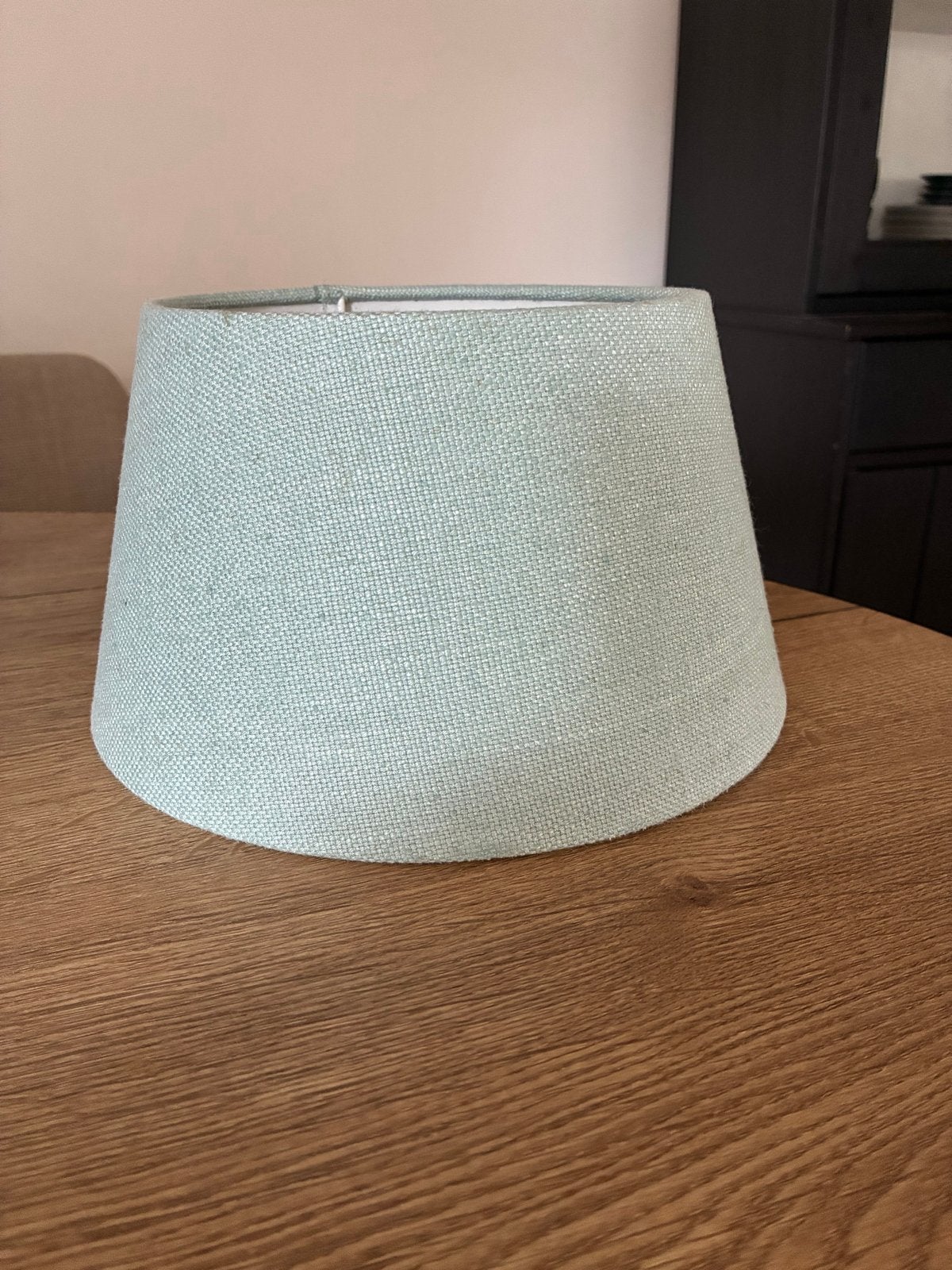Lichtblauwe lampenkap, Hoogte 14cm, Diameter 18cm, 14 cm, Tafellamp, Blauw, Rond