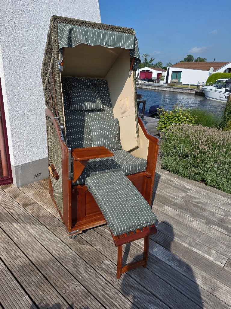 Strandkorf - Eenzitter - Merk "Mr. Deko", Tuin en Terras, Ophalen, Zo goed als nieuw, Teakhout, Verstelbaar