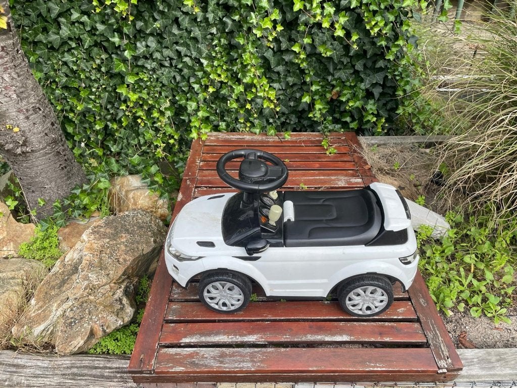 Stoere Land Range Rover kinderauto – met muziek – wit, Ophalen, Gebruikt, Overige typen