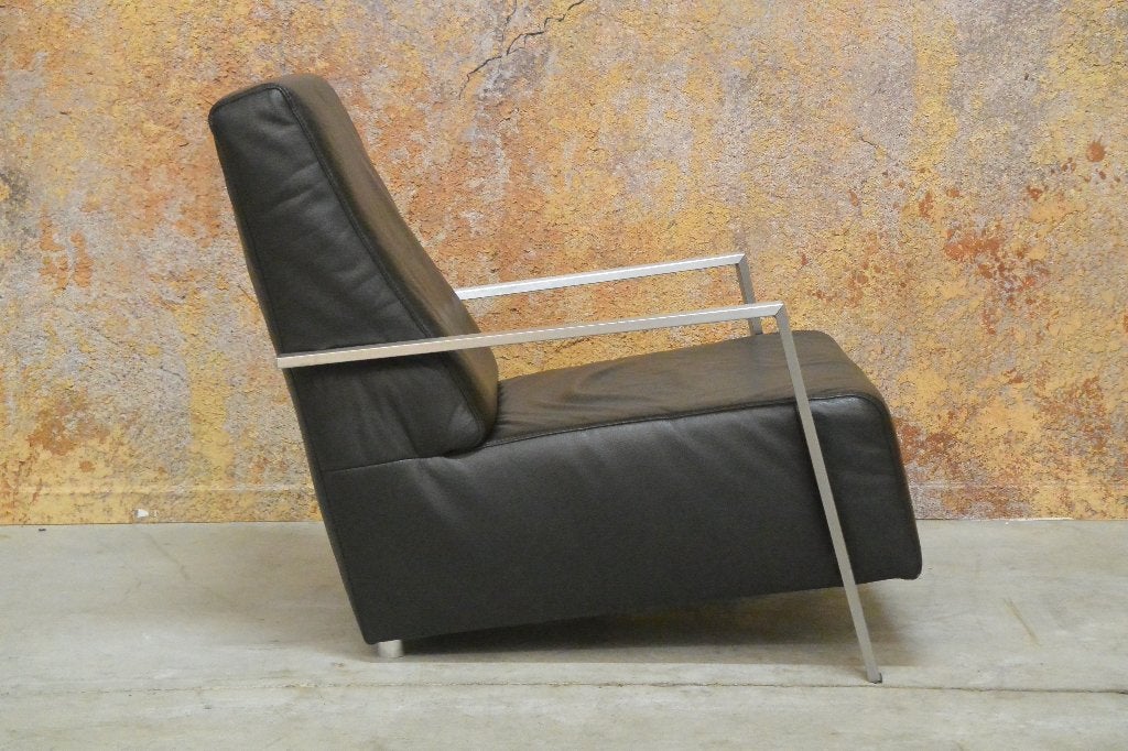 In nette staat zwarte leren Topform design fauteuil, 75 tot 100 cm, Ophalen of Verzenden, Zo goed als nieuw, Topform