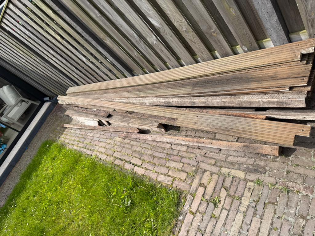 Lange bangkirai hardhouten vlonders 440cm x 14,5cm, Ophalen, Hout