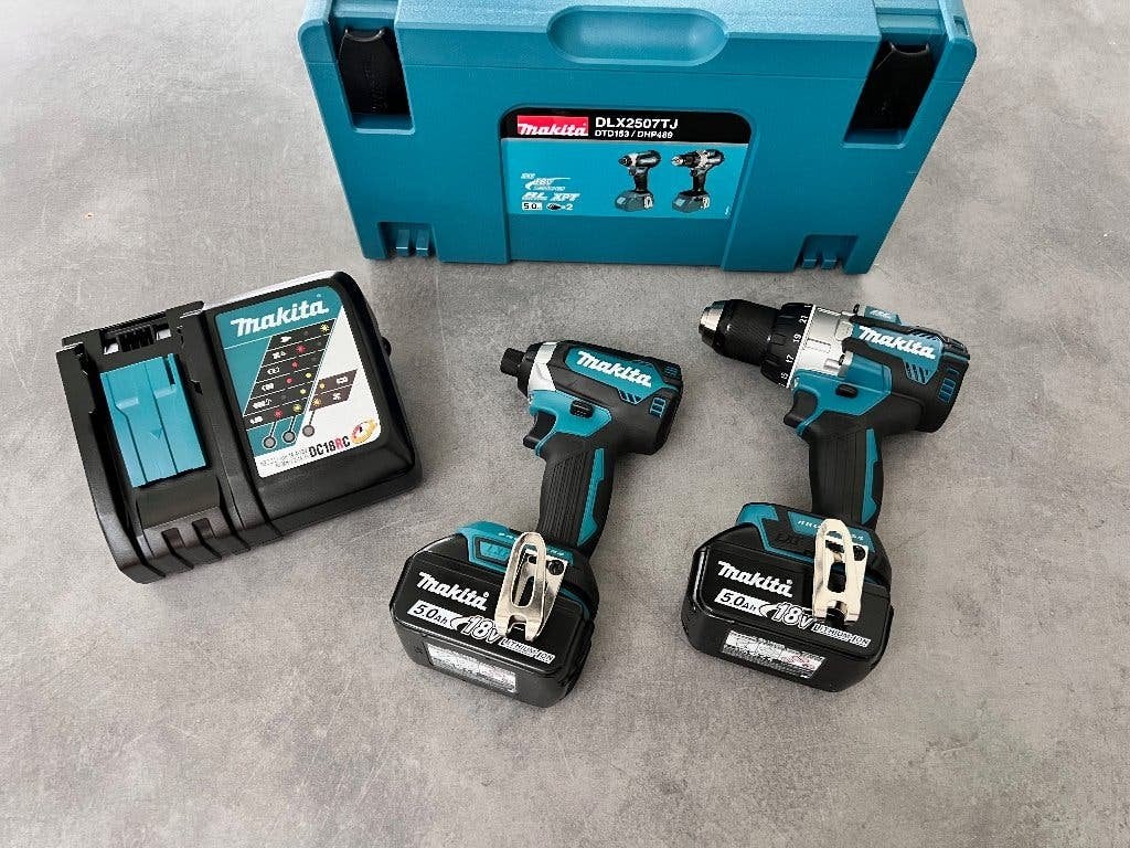 MAKITA DLX2507TJ 18V 5.0Ah ACCU KLOP- BOORMACHINE + SLAGTOL