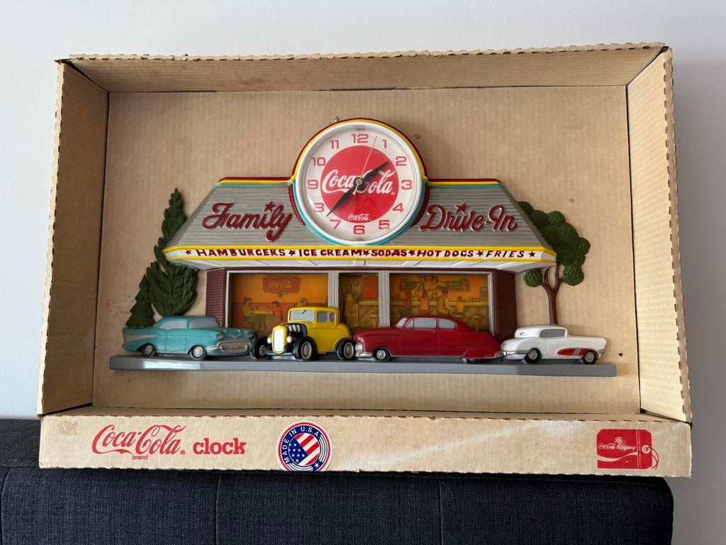 Klok coca-cola - family drive in, Ophalen of Verzenden, Gebruikt, Gebruiksvoorwerp