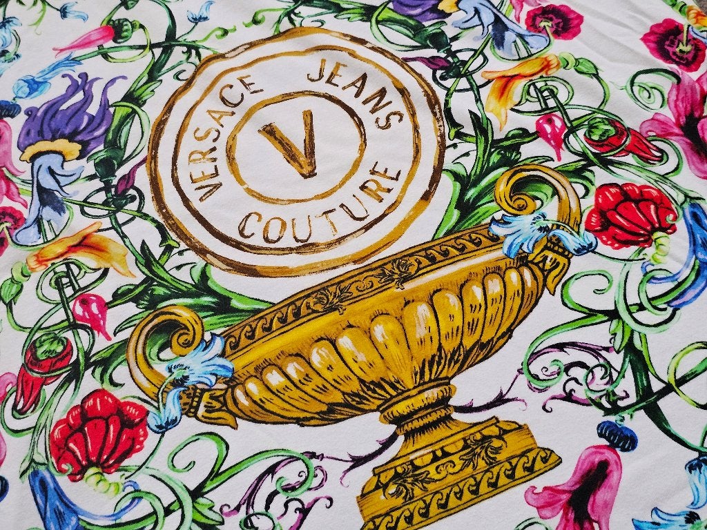 Versace Jeans Couture T-Shirt maat L (Valt als M), Zo goed als nieuw, Versace Jeans Couture, Meerkleurig, Verzenden