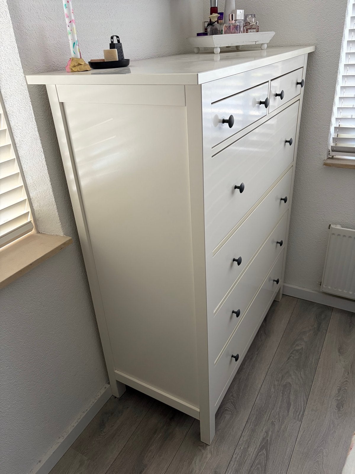 Witte ladekast met 6 laden - Zo goed als nieuw, Huis en Inrichting, Kasten | Ladekasten, Ophalen, 100 tot 150 cm, 5 laden of meer
