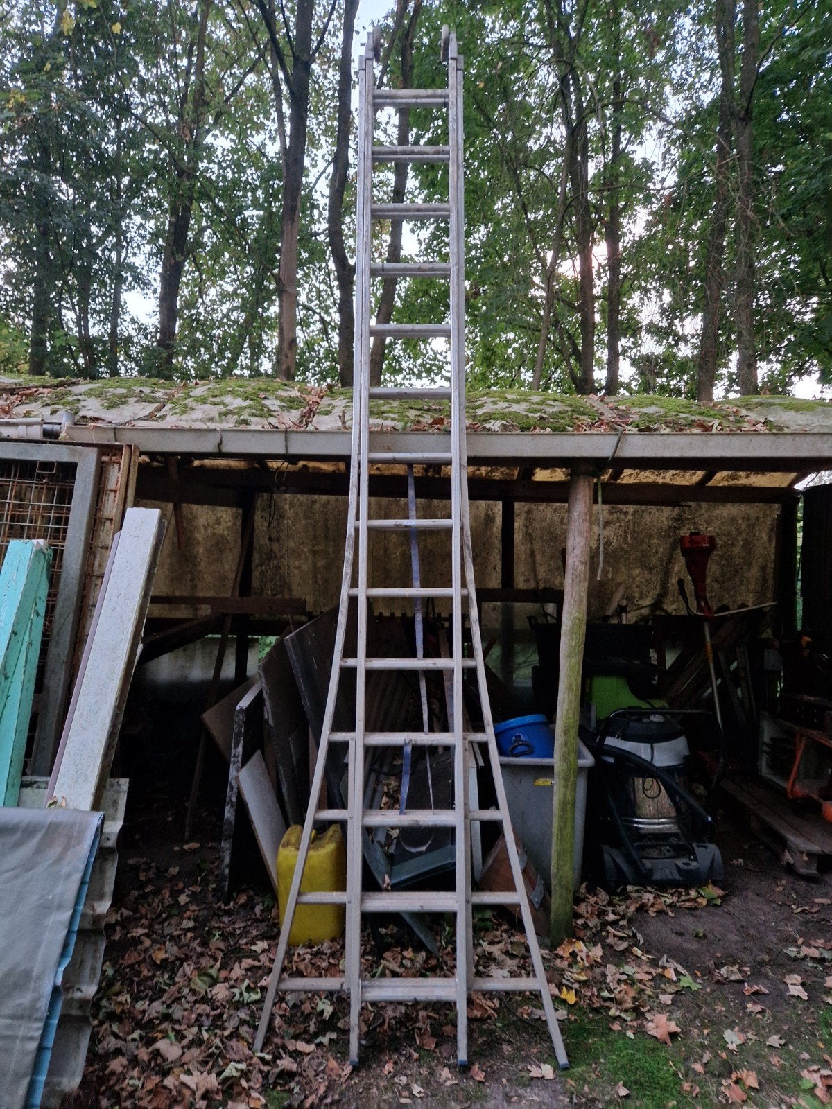 Solide 2-delige reformladder 2 x 14 sporten, Doe-het-zelf en Verbouw, Ladders en Trappen, Ophalen, Gebruikt, Ladder, 4 meter of meer