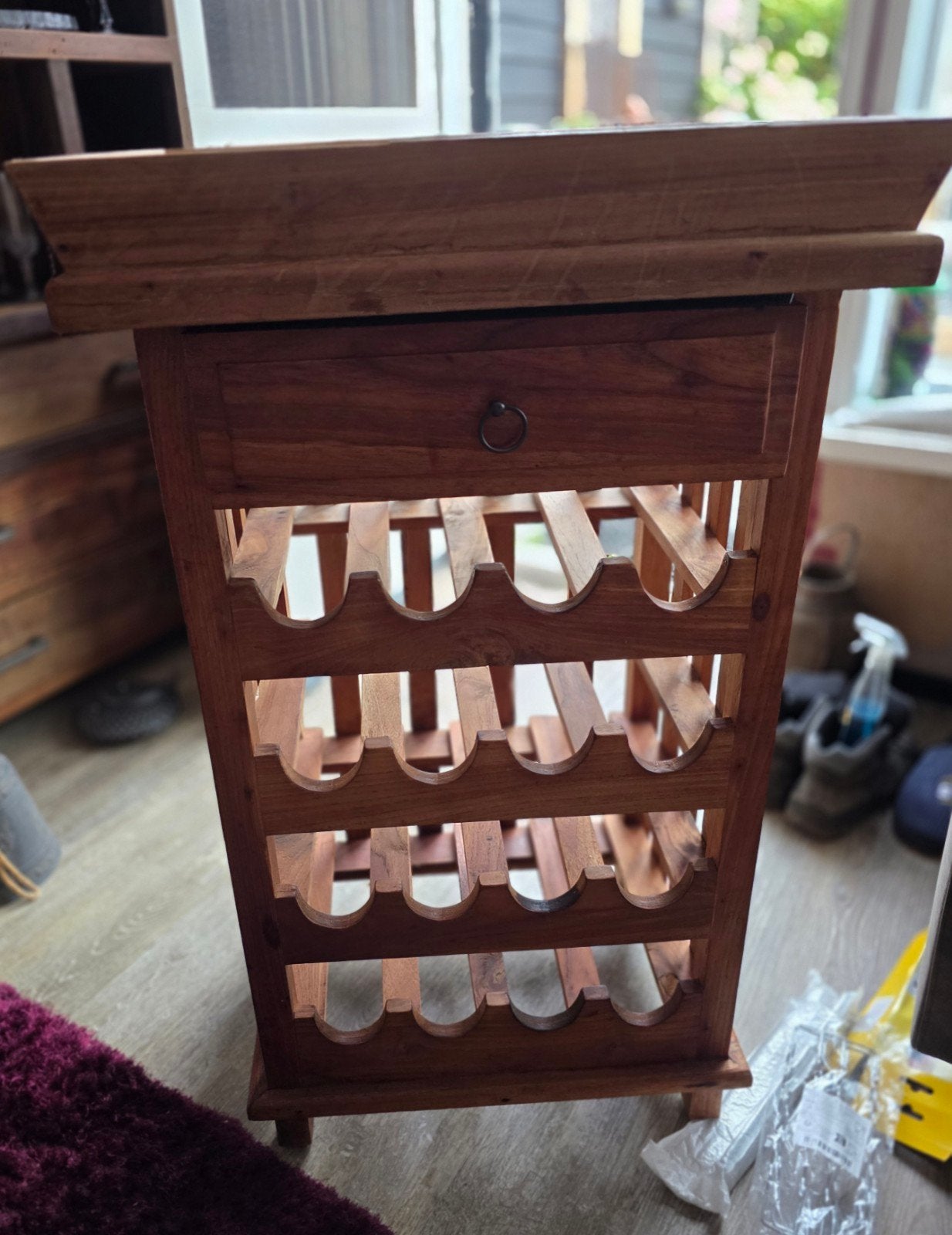 Houten wijnrek met lade - perfect voor wijnliefhebbers, Ophalen, Gebruikt, 15 tot 25 flessen, 75 – 100
