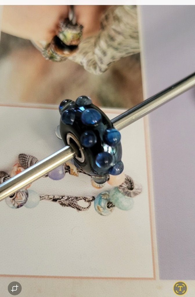 Trollbeads trollbead Oceaan bij maanlicht, Zo goed als nieuw, Trollbeads, 1 bedel, Glas of Kristal