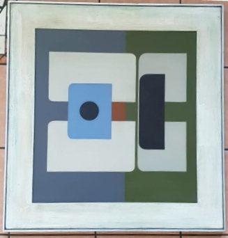 Karel Hendrik Wiggers (1916)Olie boord "Abstracte Comp " Ges, Abstract, Gesigneerd, Hout, Ophalen of Verzenden