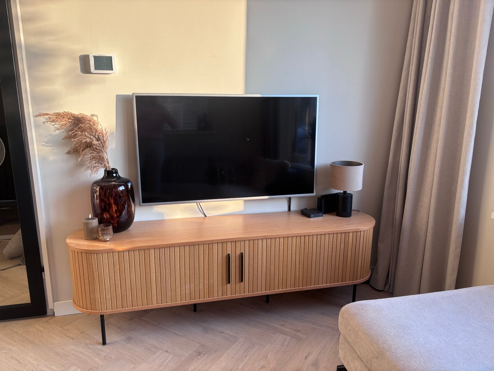 TV meubel zgan Philou Breed Tv-meubel naturel, Huis en Inrichting, Ophalen, 150 tot 200 cm, Eikenhout, Zo goed als nieuw