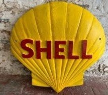 zware gietijzeren Shell schelp reclame bord garage showroom, Reclamebord, Ophalen of Verzenden, Zo goed als nieuw, Info@americansaleshop.nl